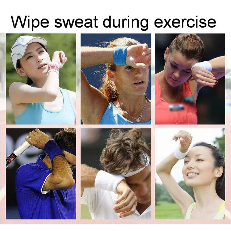 2 Pcs Towel Sports Wristbands Tennis Sweat Bands Wrist Guard For